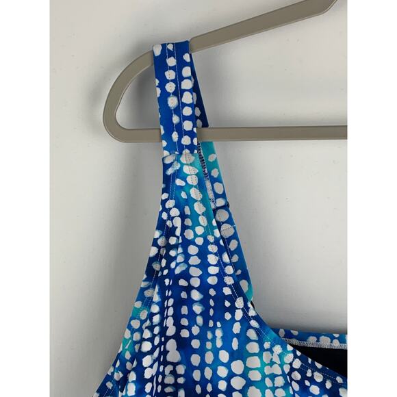 Swimsuits For All One Piece Bathing Suit Women Size 32 Blue White Polk Dot Plus - Picture 3 of 9